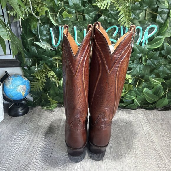 SAN ANTONIO LUCCHESE HANDMADE 7.5 AAA SEVILLE CORD BROWN MENS COWBOY BOOTS